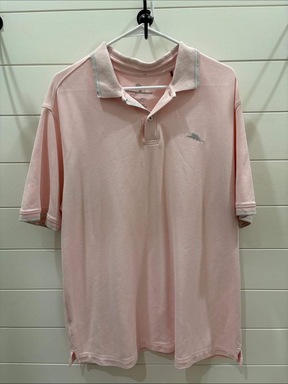 Tommy Bahama Light Pink Polo with Contrast Trim